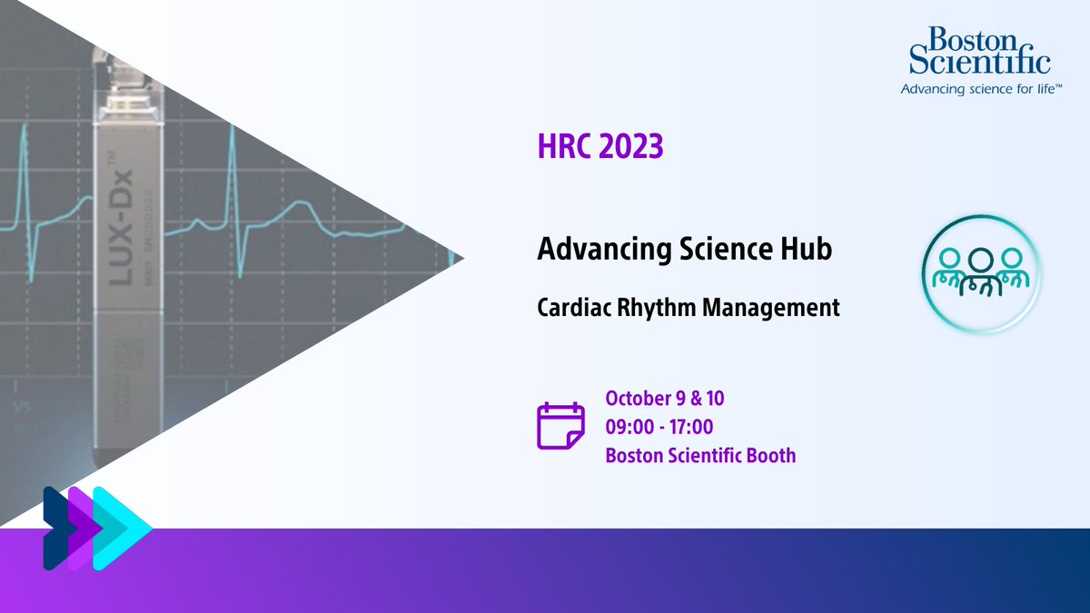 Boston Scientific CRM/EP UK & IRE (@bsc_rhythmuk) on Twitter photo Visit our booth at #HRC2023 and step into the Advancing Science Hub for exclusive sessions on cardiac rhythm management.
Join <a href="/BrockMed/">Rob Brock</a> and other experts for discussions on HeartLogic™, S-ICD™, LUX-Dx™ , Denali and much more.
Register here: bit.ly/46BgDaZ Visit our booth at #HRC2023 and step into the Advancing Science Hub for exclusive sessions on cardiac rhythm management.
Join <a href="/BrockMed/">Rob Brock</a> and other experts for discussions on HeartLogic™, S-ICD™, LUX-Dx™ , Denali and much more.
Register here: bit.ly/46BgDaZ
