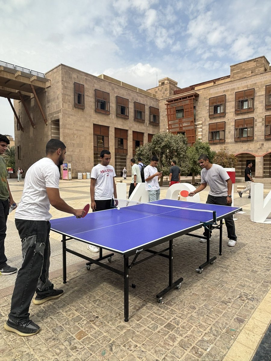 Toouusshhaa's tweet image. Nabil el shaarawy, AUC student, says “I enjoy coming to campus to play ping pong wjth my friends. I think that on campus games promote AUC’s spirit and keep the community close.” #jrmc2202 #jrlweb