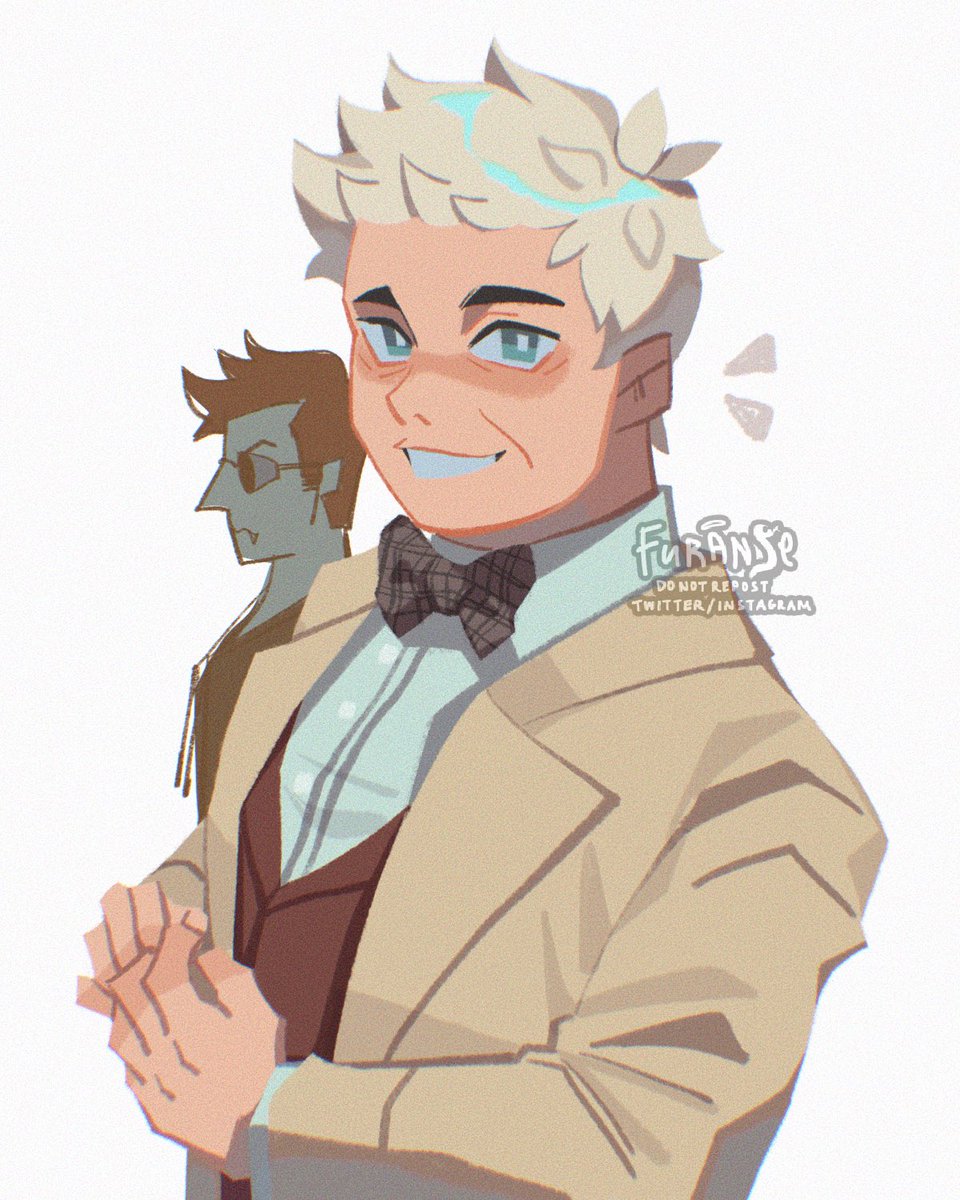 aziraphale with [a] crowley because apparently they are a set. inseparable…!!  <a href="/michaelsheen/">michael sheen 💙</a> #GoodOmens