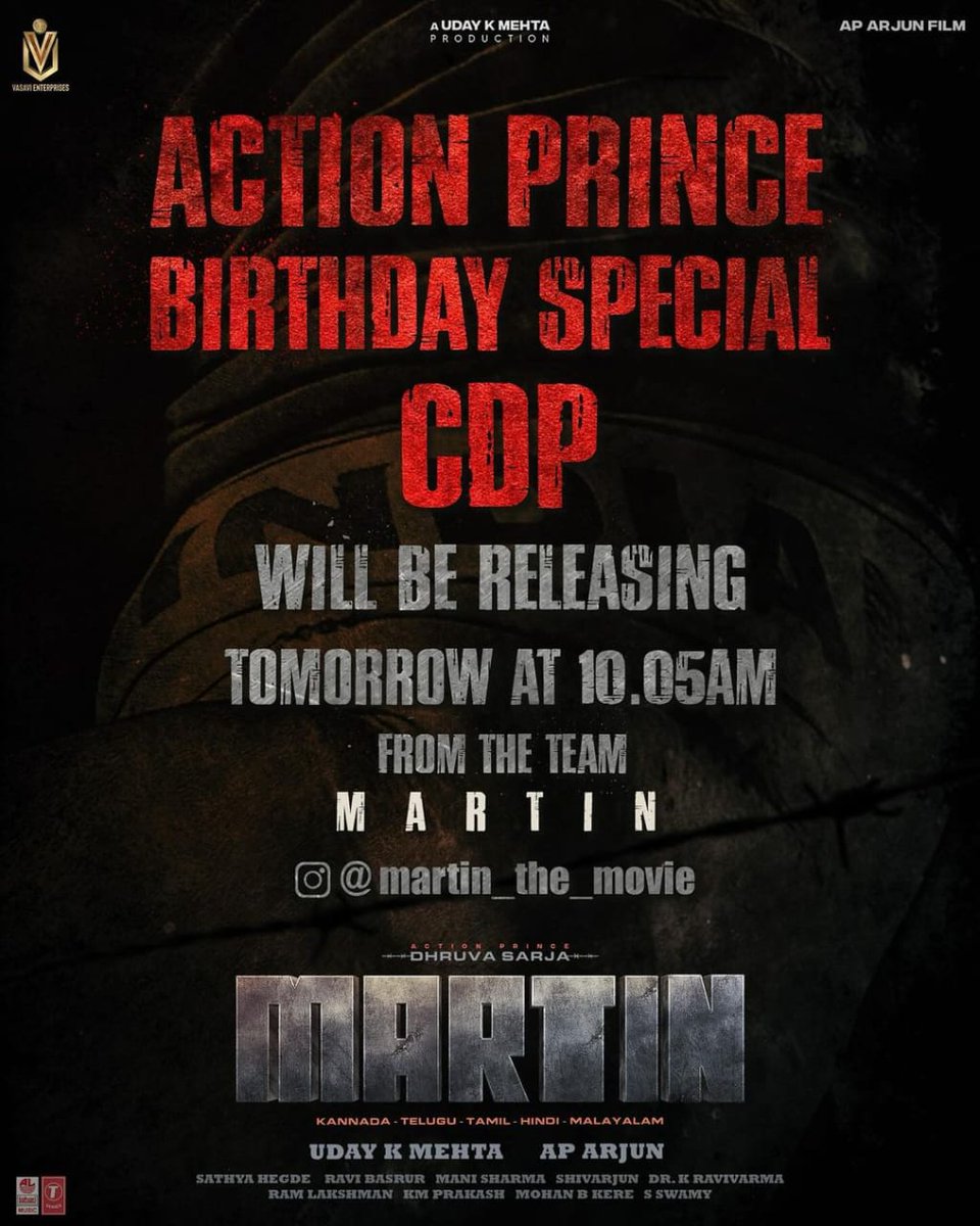 DhruvaThemes's tweet photo. Wishing A Man With Simplicity, Golden Heart, Power to Rule the Indian Film Industry in one day..!!! 

Here's the Official CDP and Wishing Our National Prince @DhruvaSarja Anna Happiest Birthday 🎉♥️ 

Official CDP &amp; Birthday Tags 💫
👉 #ActionPrinceBdayCDP https://t.co/iqkbqL34jc