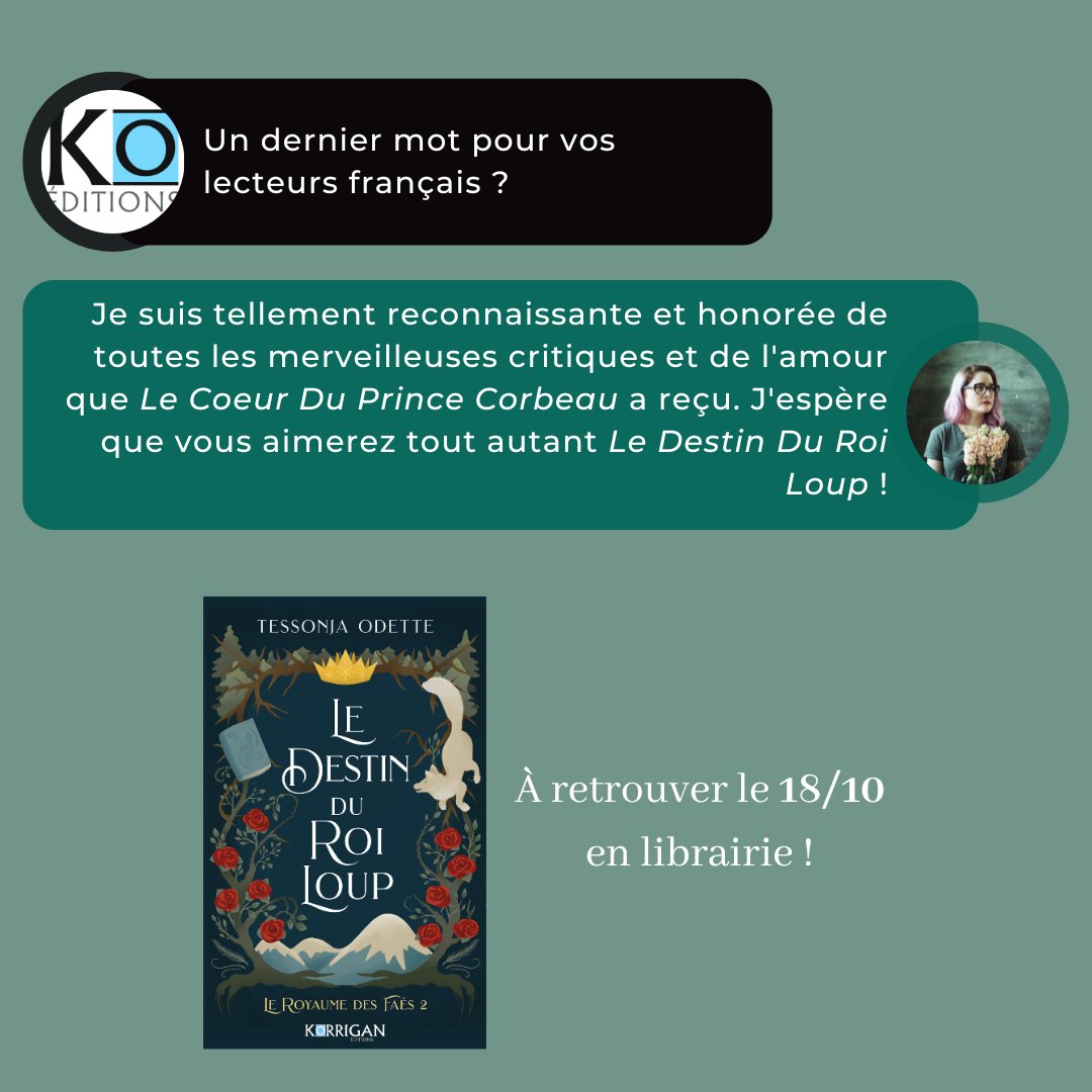 Interview avec <a href="/TessonjaOdette/">Tessonja Odette</a>, autrice de "Le Destin du Roi Loup", et "Le Coeur du Prince Corbeau".

Découvrez une interview exclusive qui revient sur les dessous de la création de "Le Destin du Roi Loup" et ses inspirations.

"Le Destin du Roi Loup" disponible le 18/10.