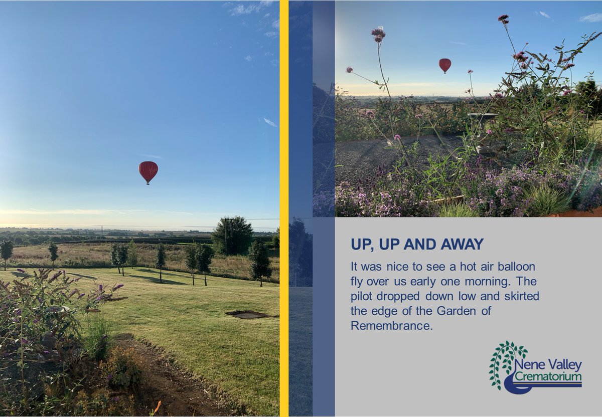 UP, UP AND AWAY
It was nice to see a hot air balloon fly over us early one morning. The pilot dropped down low and skirted the edge of the Garden of Remembrance.
#hotairballoon #balloon #nenevalley #crematorium #morning