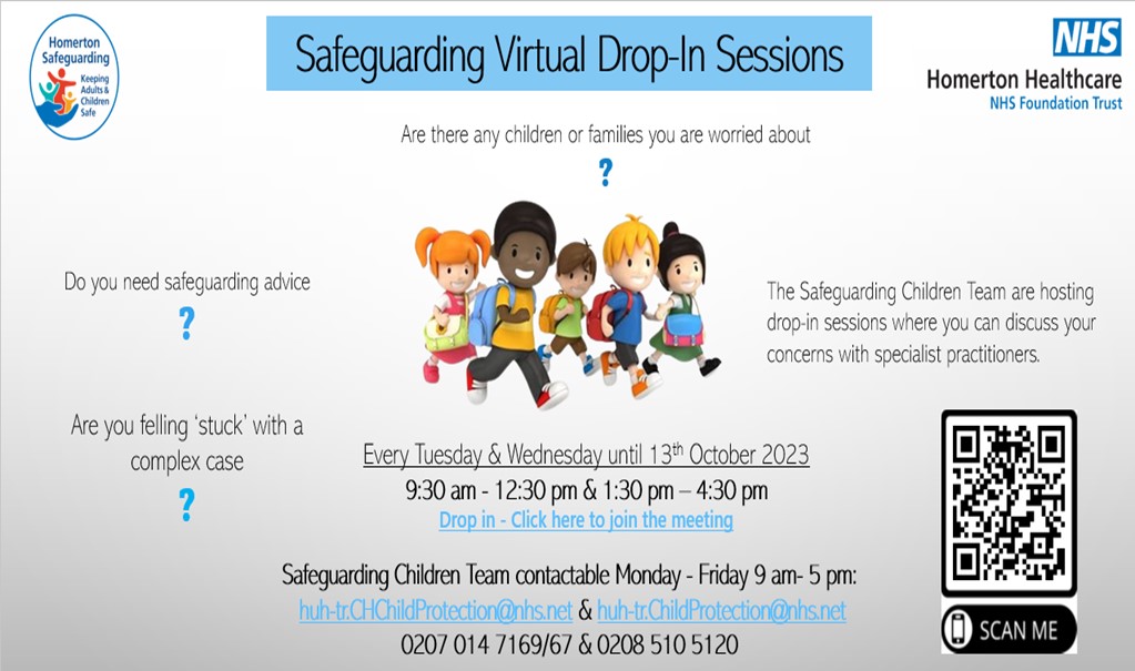 The SCT are offering virtual drop-in sessions across the @NHSHomerton If you would like to talk to someone for advice or support, please drop-in and one of us will be on hand to help. Nothing is too big or small, we are here to help and support you. See flyer below for details 👇