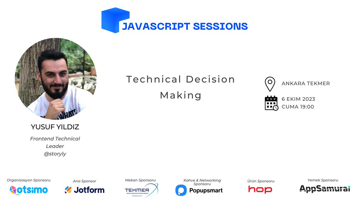 6 Ekim Cuma günü hepinizi JavaScript Sessions #16 etkinliğimize bekliyoruz! Kayıt için: kommunity.com/javascript-ses…