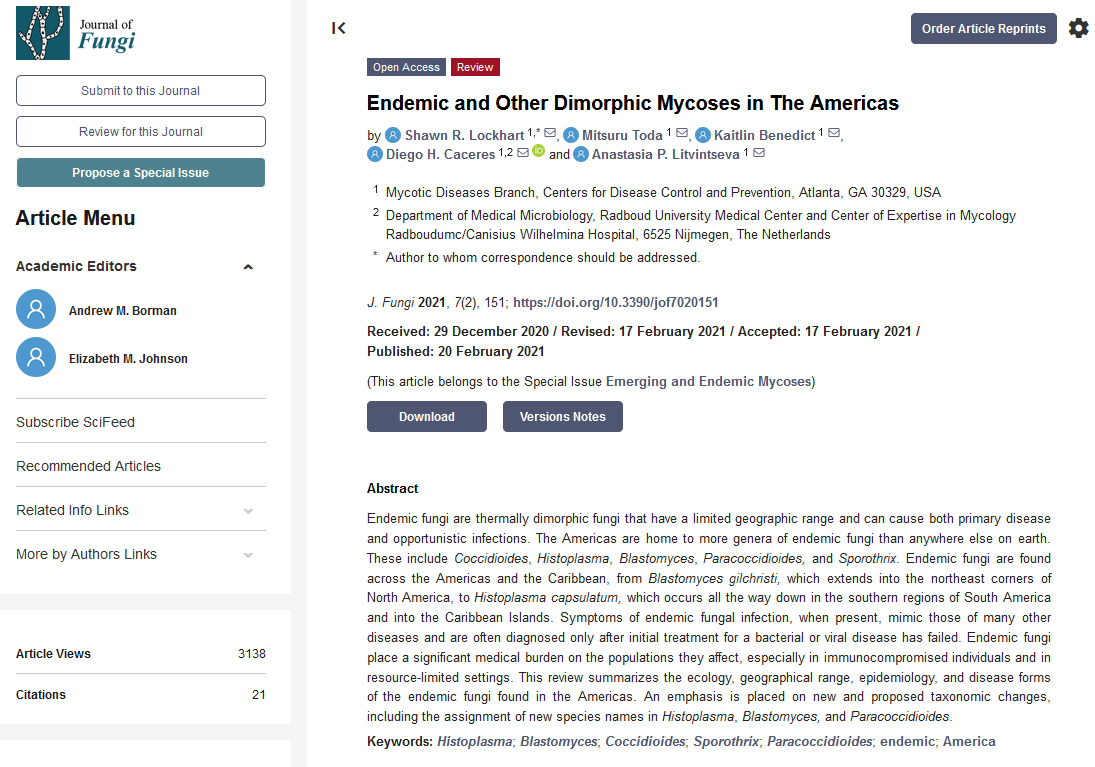 JoF_MDPI's tweet image. 🧪🔎 #Endemic #fungi have a limited  geographic range and can cause both primary disease and opportunistic  #infections. This review summarizes the ecology, geographical range, epidemiology,  and disease forms of the endemic fungi found in the Americas.
🔝 mdpi.com/2309-608X/7/2/…