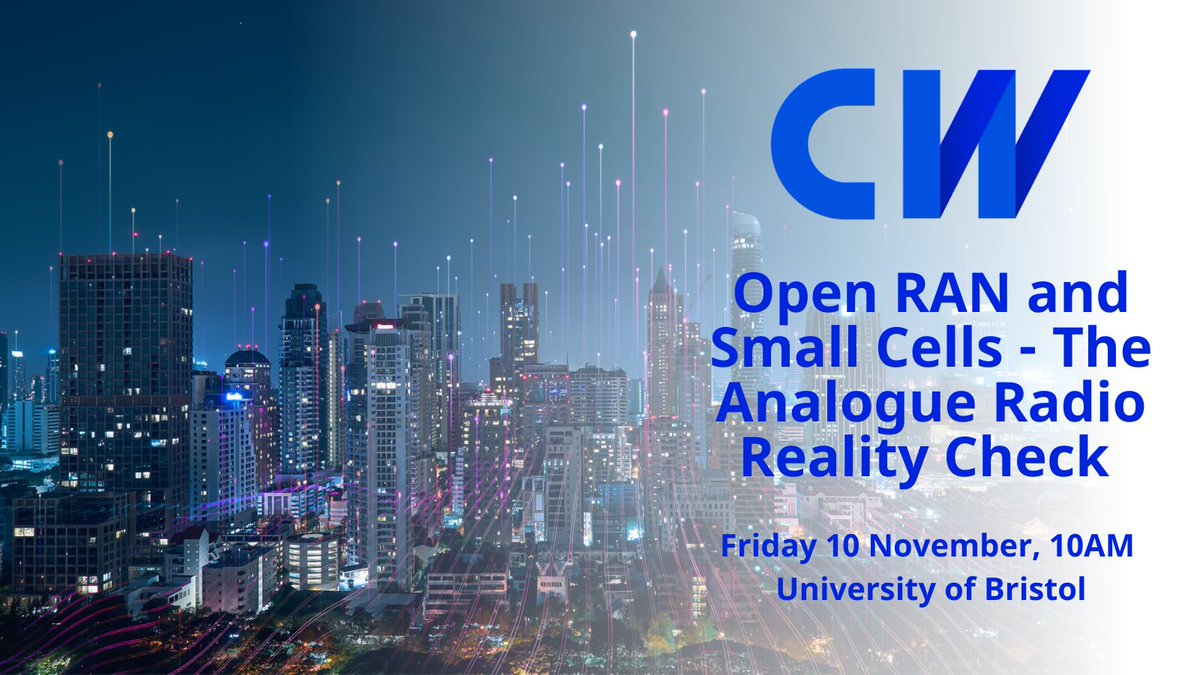 Join us to learn about the latest radio aspects of Open RAN and some of the challenges and opportunities we face as an industry. With thanks to our hosts @BristolUni, partners @_UKTIN and sponsorship of @ViaviSolutions, this event is FREE for ALL. 🤩 👉 cambridgewireless.co.uk/events/open-ra…