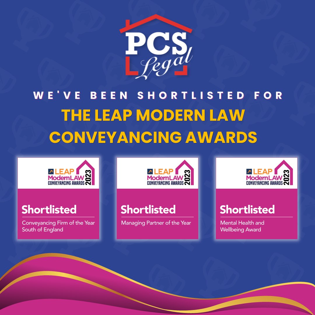PCSLEGAL's tweet photo. We have been nominated for THREE Leap @ModernLawMag Conveyancing Awards! π
To be shortlisted for these awards is a testament to our commitment to excellence and the wellbeing of our hard-working staff - thank you for your continued support! π
#MLCA23 #shortlisted #PCSLegal https://t.co/reTvqshscu
