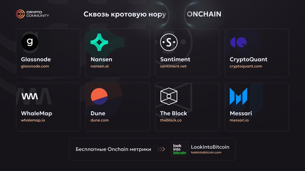 CCommunityAI's tweet photo. Сквозь кротовую нору - ONCHAIN
Смотри на рынок глубже, чем просто на цену сейчас!

Задумывались ли вы когда-либо, откуда берется информация о том, какая компания стала крупнейшим держателем биткоина, как вычисляют хакеров или откуда появляется информация о настроении толпы на рынке? Все это стало возможным благодаря onchain анализу.

Onchain анализ — это анализ данных, хранящихся в блокчейне. Он используется для определения таких показателей, как количество активных адресов, балансы кошельков, объемы транзакций и тд. В какой-то степени с помощью onchain аналитики мы можем изучать поведение инвесторов, общее состояние рынка и делать соответствующие прогнозы.

Такой тип данных не берется из воздуха, как правило такие громоздкие исследования проводят различные аналитические компании. 

Наш топ платформ, которые помогут вам глубже понимать рынок:

1. Glassnode - предоставляет данные и инструменты для анализа блокчейнов. Знаменита своими отчетами о состояниях рынка, которые можно легко найти в общем доступе.
Официальный твиттер: @glassnode 
Сайт проекта: https://t.co/xznn6DJggM

2. Nansen - платформа аналитики, которая собирает и отслеживает данных миллионов кошельков. Также предоставляет услуги аналитики и трекинга портфелей. Посмотреть резервы самых крупных бирж можно здесь - https://t.co/xpFy6qsnuz
Официальный твиттер: @nansen_ai 
Сайт проекта: https://t.co/FSm2cm7a3R

3. Santiment - собирает данные о различных криптовалютах, исследует настроение масс, предоставляет различные финансовые отчеты на базе onchain метрик.
Официальный твиттер: @santimentfeed 
Сайт проекта: https://t.co/Ffol9Rmcf3

4. CryptoQuant - предоставляет разнообразные инструменты и аналитические данные, мониторит активности на биржах, трекает движение активов и публикует разные интересные отчеты.
Официальный твиттер: @cryptoquant_com 
Сайт проекта: https://t.co/QeXQXxMLdR

5. WhaleMap - трекает активность китов и больших игроков, их цены покупки, продаж и тд.
Официальный твиттер: @whale_map 
Сайт проекта: https://t.co/mlM8cGSrnN

6. Dune - тысячи исследований от криптосообщества по NFT, активами, сетям, проектам, кошелькам и тд. Чаще всего данный сервис используется для отслеживания retrodrop активностей и анализа кошельков.
Официальный твиттер: @DuneAnalytics 
Сайт проекта: https://t.co/3QP9UMVya7

7. TheBlock - простая для использования платформа с общими onchain метриками от одноименного медиа-ресурса.
Официальный твиттер: @TheBlock__ 
Сайт проекта: https://t.co/4Q4L3WEh8b

8. Messari - агрегатор onchain данных по разным активам, проектам, биржам и тд. Также публикует свои отчеты и исследования.
Официальный твиттер: @MessariCrypto 
Сайт проекта: https://t.co/eWMmogIDsQ

Если вам нужны общедоступные onchain метрики, переходите по ссылке: https://t.co/iJcIShIiis

Вывод: Onchain анализ, как и анализ santiment (настроения) масс - это один из способов выявить некие закономерности и поведенческие факторы на основе понимания микро и макро циклов. На основе этих данных у вас есть возможность выстраивать свои предположения и прогнозы, анализировать, собирать статистику и быстрее реагировать на те или иные изменения.

И запомните, ни один из типов аналитики не является лучшим или худшим - всё это игра с вероятностями, рынок намного умнее всех нас с вами вместе взятых, по этому - используйте все инструменты с умом как дополнение к вашим решением и только дистанция сможет показать вам на основе статистики как это работает.