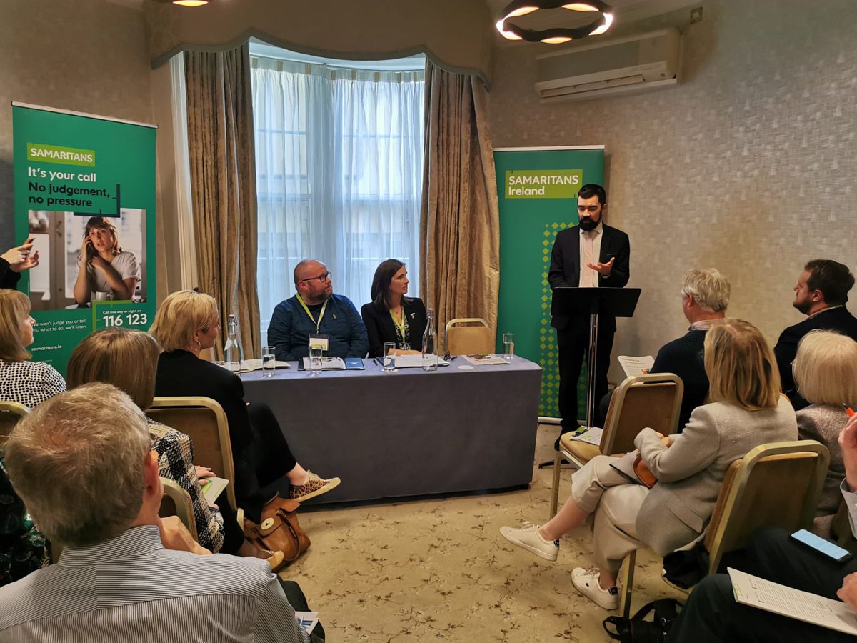 Next up, <a href="/joefingalgreen/">Joe O'Brien</a> addresses the room:
“It was a learning experience to read the Impact Report and see the variety of ways Samaritans are supporting people… I can’t thank Samaritans volunteers enough for what you do.”