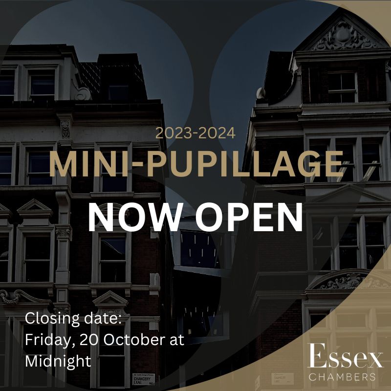 MINI-PUPILLAGE - APPLICATION NOW OPEN | #ShineWith39 Chambers is delighted to announce that the applications are now open for our 2023-2024 mini-pupillage year. See the indicative timetable and further information at: 39essex.com/careers/mini-p…