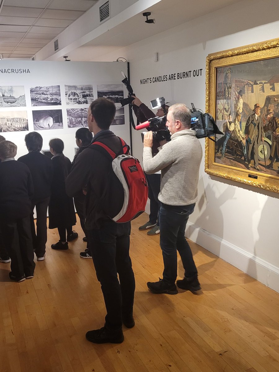 HuntMuseum's tweet photo. A hive of activity this morning @HuntMuseum with @ScoilIde and @VirginMediaNews visiting our new exhibition Night's Candles Are Burnt Out: Climate, Culture, Change &amp; Community!

#Limerick #newexhibition #exhibition https://t.co/bjrJrbtwSO