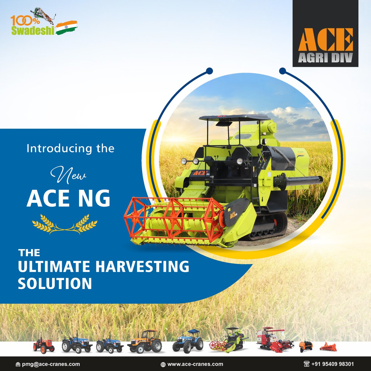 ACETractorIndia's tweet photo. Introducing the New ACE NG. The ultimate harvesting solution.
Click here for more details: https://t.co/KxZHKFuA4t
#ACE #ACETractorsIndia #ACEHarvester #UltimateHarvestingSolution #AgriImplement #AgriEquipment #FarmingImplements #ACENGHarvester #Combine #HarvesterCombine https://t.co/kUyT5PvIEr