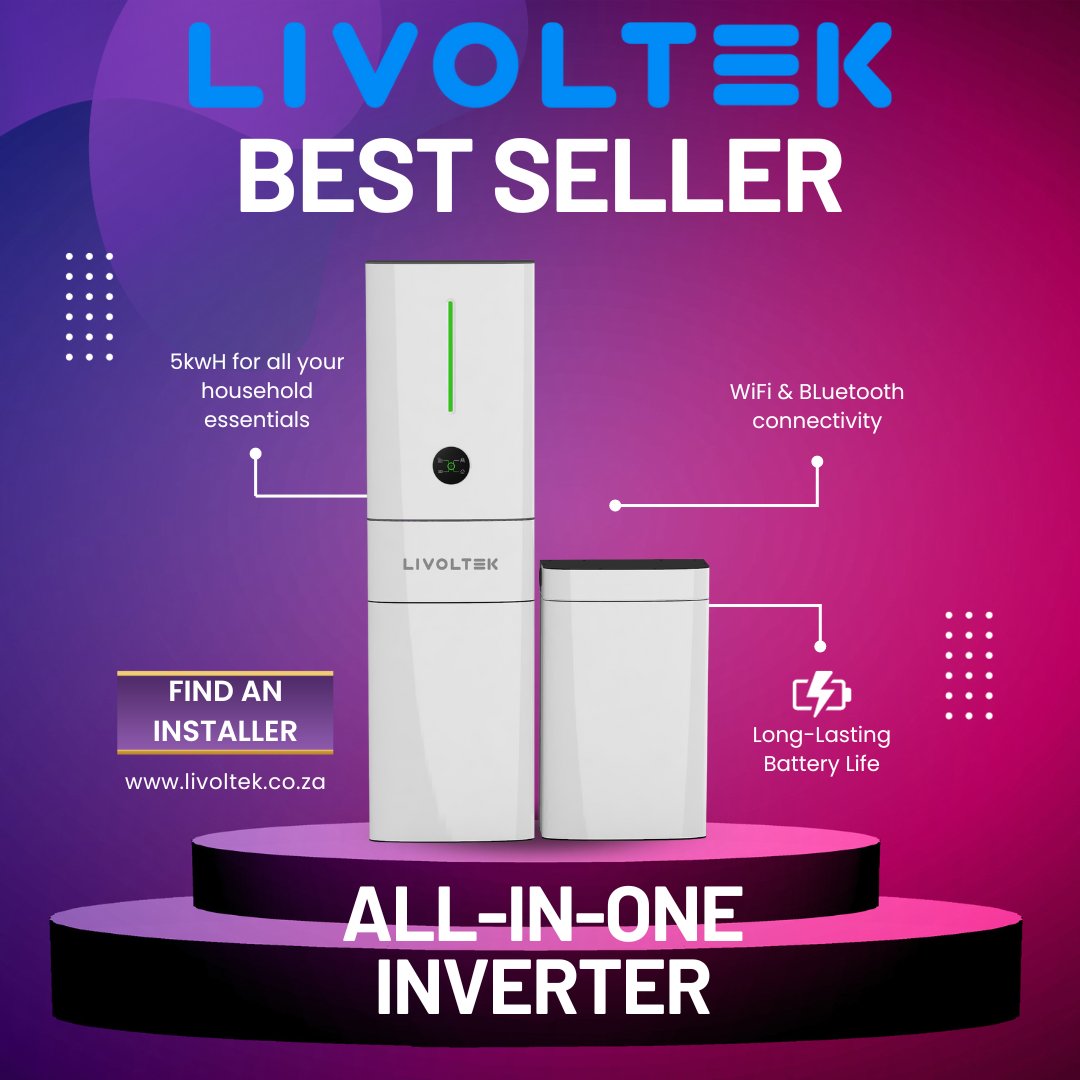 Now you don't need to worry about having to find a suitable battery to go with an inverter, or vise-versa. LIVOLTEK's All-in-One gives your the peace of mind of being a COMPLETE solution for your home.

#LIVOLTEK #solarsolutions #Loadshedding #eskomloadshedding