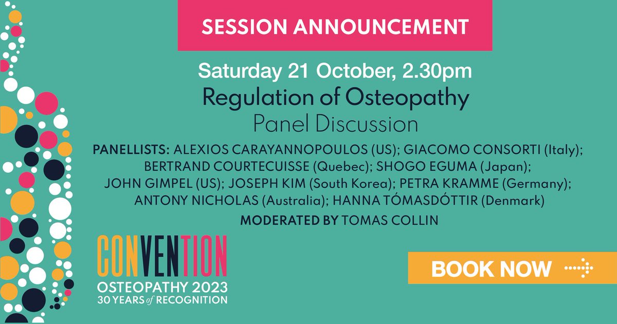 Il ROI sarà presente alla Convention Osteopathy 2023 di Osteopathy Europe, che si terrà a Londra il 20 e 21 ottobre. Alla tavola rotonda, in programma il 21 ottobre, ci rappresenterà <a href="/ConsortiGiacomo/">Giacomo Consorti</a>, Consigliere Macroregione Nord-Ovest.
Chi ci sarà?
#osteopatia #osteopathy