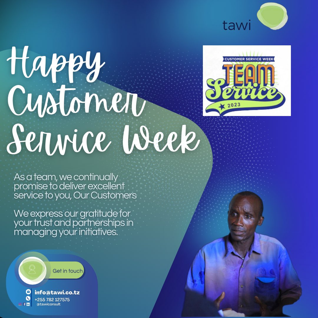 TawiConsult's tweet image. Happy Customer Service Week!🎉
Your trust in us is a cherished
privilege.#developmentpartner #CustomerWeek Let's
connect!
Share your experiences and feedback below⬇️
#tawi
#customerserviceweek2023