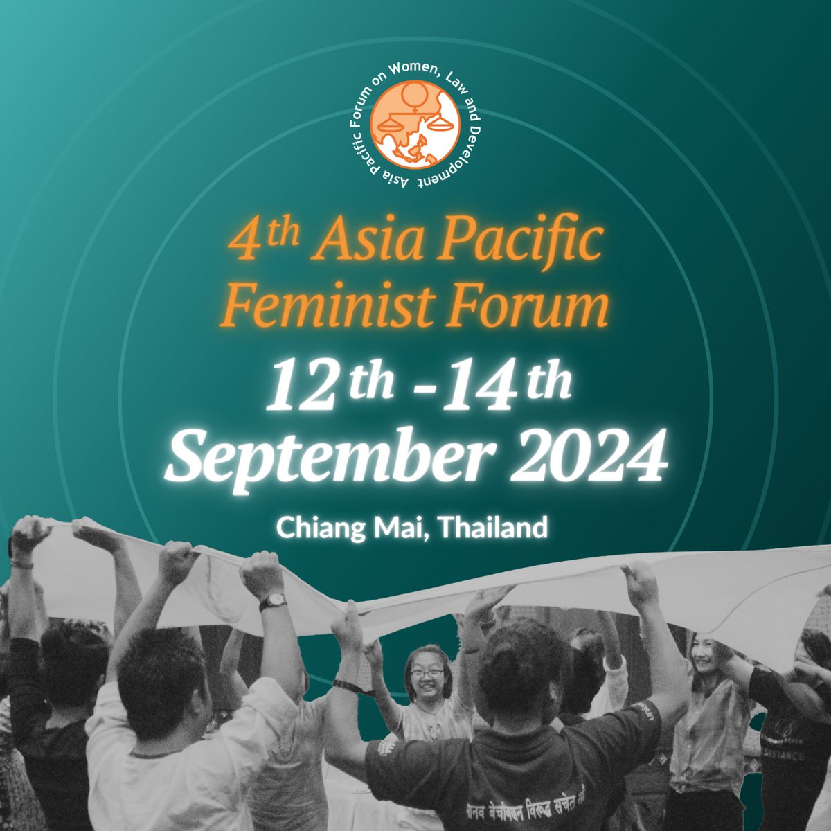 apwld's tweet photo. MARK YOUR CALENDARS! 📷
The 4th Asia Pacific Feminist Forum will take place on 12-14 September 2024 in Chiang Mai, Thailand.
The #APFF brings us all together to celebrate collective wins and resistances and reignite our feminist fire!
Make sure to follow our pages for updates! https://t.co/iuw8xnXphk