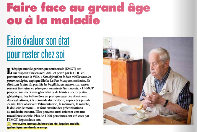 👵👴À l'occasion de la #SemaineBleue, zoom sur l'équipe mobile gériatrique territoriale du CHU de Nantes qui intervient, en appui des médecins  généralistes, pour la prise en charge de patients âgés de plus de 75  ans.

Article à lire dans Nantes Passion : calameo.com/read/004590458…