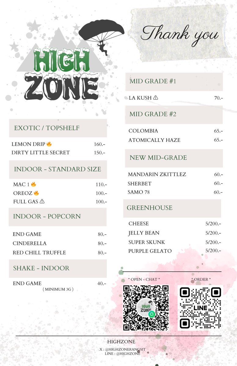 highzonerangsit's tweet photo. 🌺🥦ร้านเปิดแล้วค่า ออเดอร์มาได้เลยน้า บางตัวใกล้หมดแล้วค้าบ🥦
✅️ราคาเริ่มต้น 40-160฿ โรล+10฿ มีกลุ่มเครดิต ตอบคำถามด้วยนะคะ
📌ส่งฟรีละแวกเมืองเอก 
#กัญชารังสิต #กัญชา #กัญชากรุงเทพ #กัญชาออแกนิค #กัญชาราคาถูก #กัญชานนทบุรี #กัญชาดอนเมือง #กัญชามีนบุรี #พันลำ https://t.co/YnpFxMcPGi