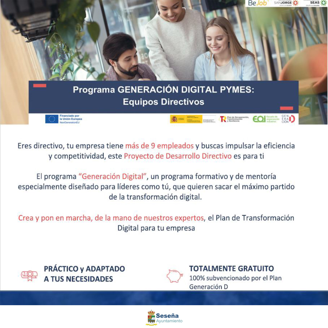 Informamos de este nuevo programa de formación "Generación Digital Pymes de CLM".
Se trata de una formación gratuita, valorada en 6.000€, coordinada por la EOI (Escuela de Organización Industrial) +info bit.ly/45f2uPO