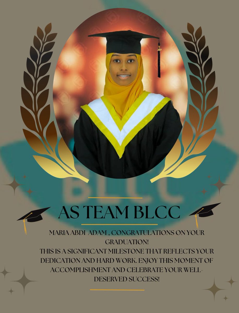 BadbaadoCenter's tweet photo. Xafiiska BLCC waxuu hambalyo iyo bogaadin u dirayaa Maryan Abdi Adan oo ka mid ah bahda xafiiska oo ka qalin jabiyay Kuliyada Qanuunka ee Jaamacada Simad. https://t.co/p9nGp6NXZk