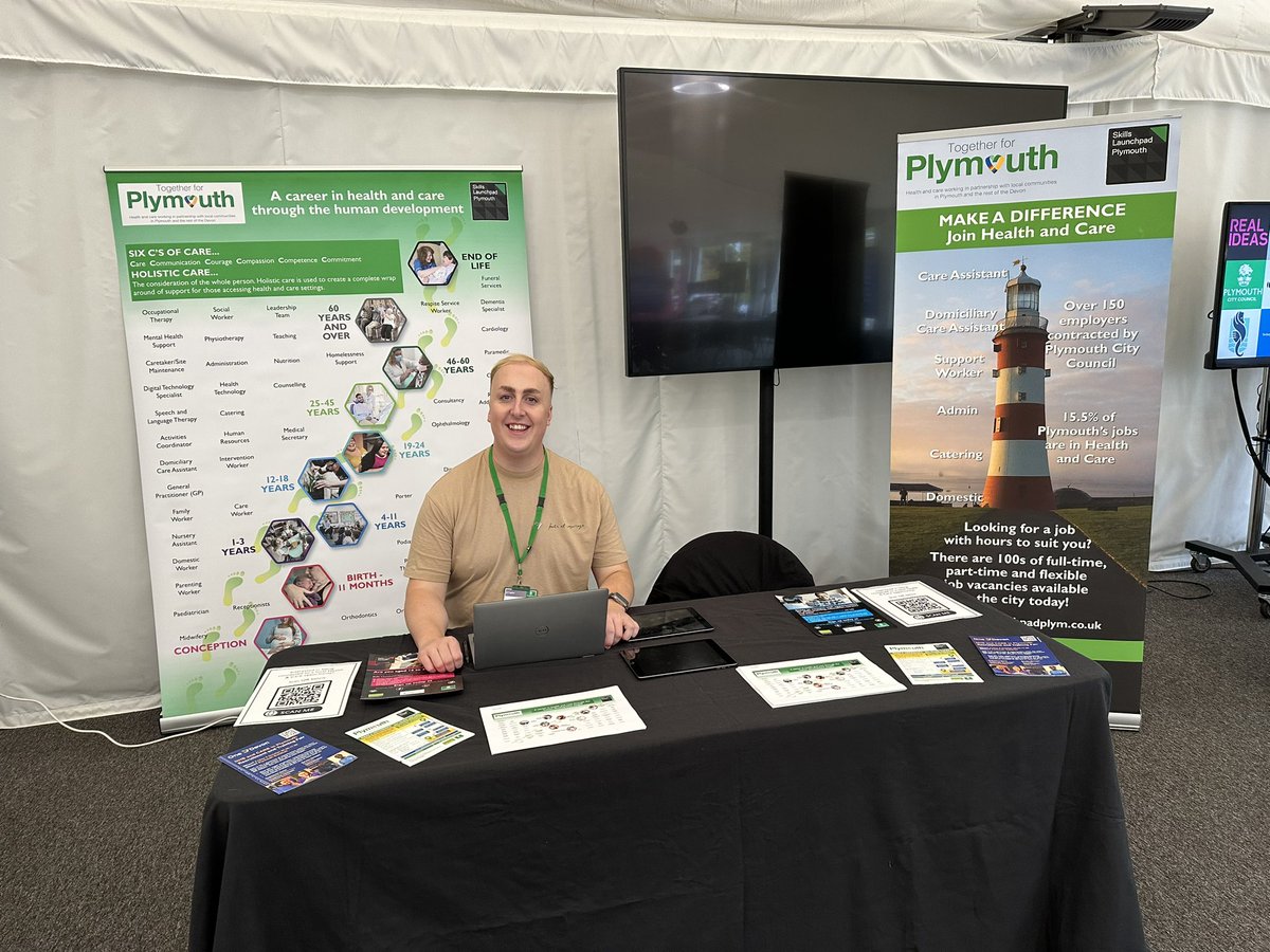 L_ParkerSmith's tweet photo. Weโre all set up and ready to welcome the students of @PlymUni at todayโs Part-time Jobs Fair. If youโre studying a Plymouth University and are looking for part-time work in care to support your studies, pop along and see us at Stand 3! #careersincare #carevalues @PlymLaunchpad https://t.co/0UGKxgQDDM