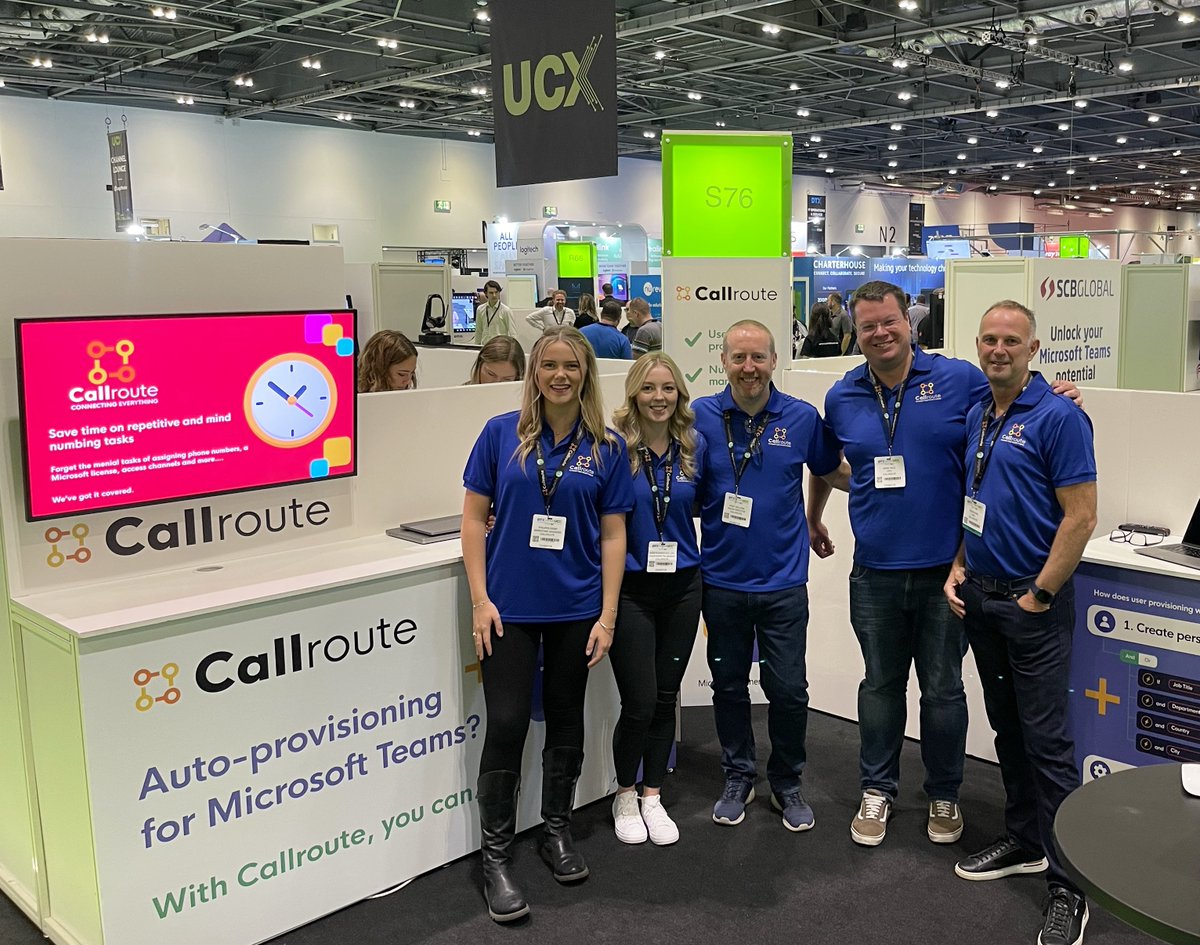 callroute's tweet photo. The Callroute team are live at @UCXEurope! Drop by stand S76 for all things Microsoft Teams automation and calling. 🤖💥

#UCX2023 #MicrosoftTeams #Callroute https://t.co/JYVtqN1USX