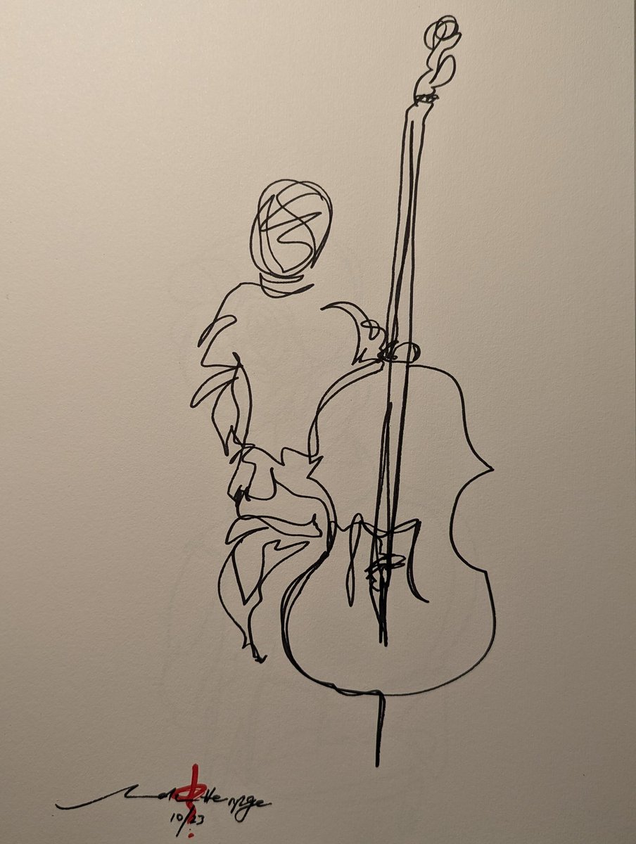 RevHappiness's tweet photo. The Double Bassist
Felt pen on A4 paper
It might make a good gift for the muso in your life
#ContinuousLineDrawing
#SingleLineDrawing #SingleLineSketch #LineDrawing #Artline #ArtlinePens #MakeSomething #MakeArt #CreateArt #CreateSomething #TheDrumAndPage https://t.co/H7JhjrSpYf