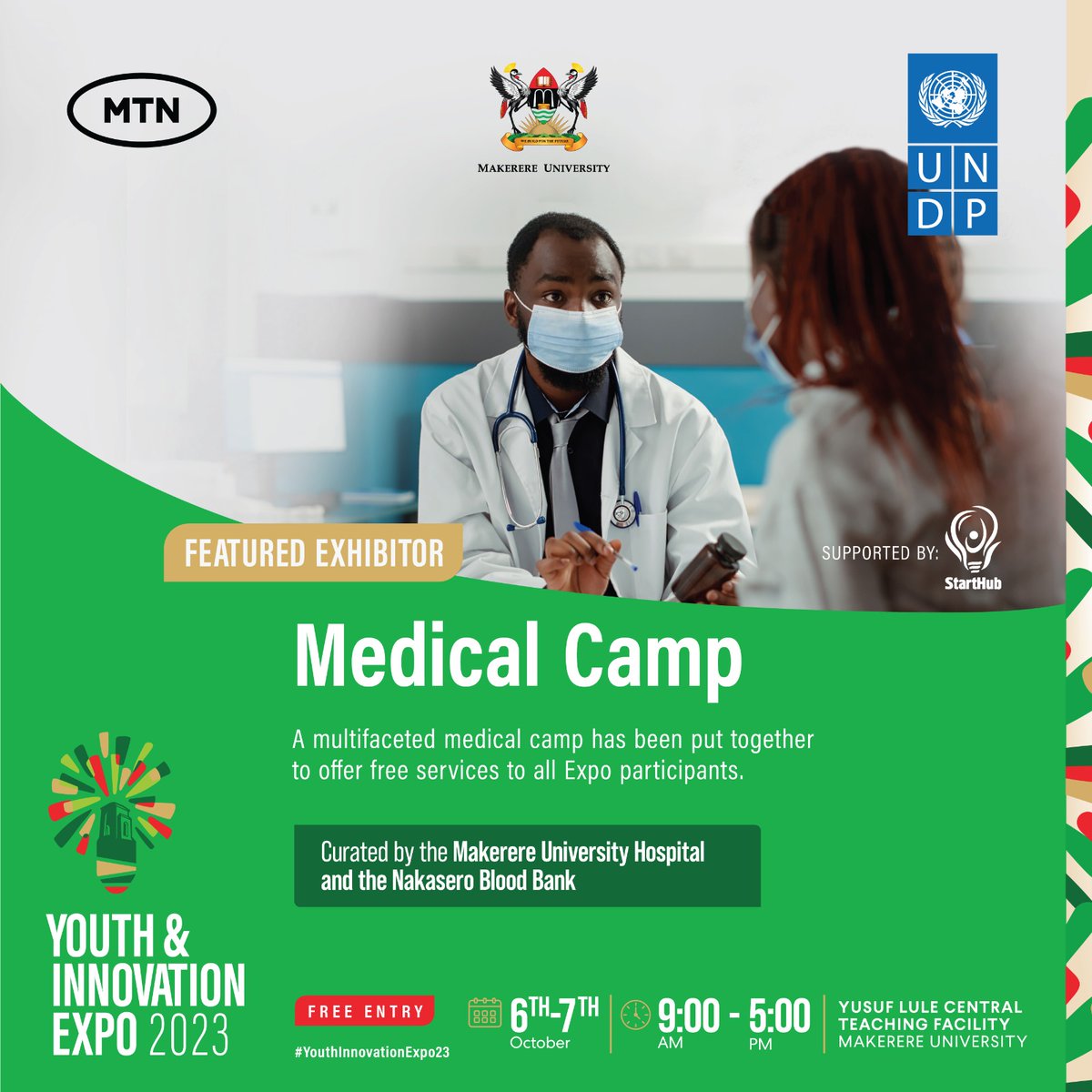 #YouthInnovationExpo23
Together with Nakasero Blood Bank, we have prepared a free multifaceted medical camp.  We are to offer a wide range of services to the Expo participants on Friday and Saturday this week.