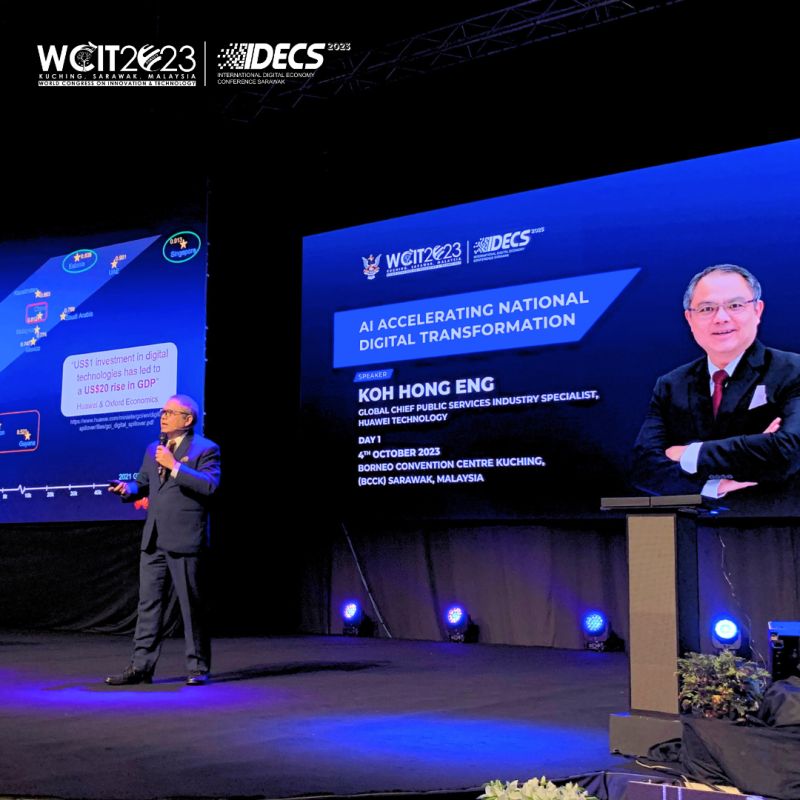 he_koh's tweet image. Thanks #WCIT2023 for having me to speak on AI Accelerating National Digital Transformation. #IDECS2023 #PIKOM #Sarawak #Huawei #Pangu #LargeModel
