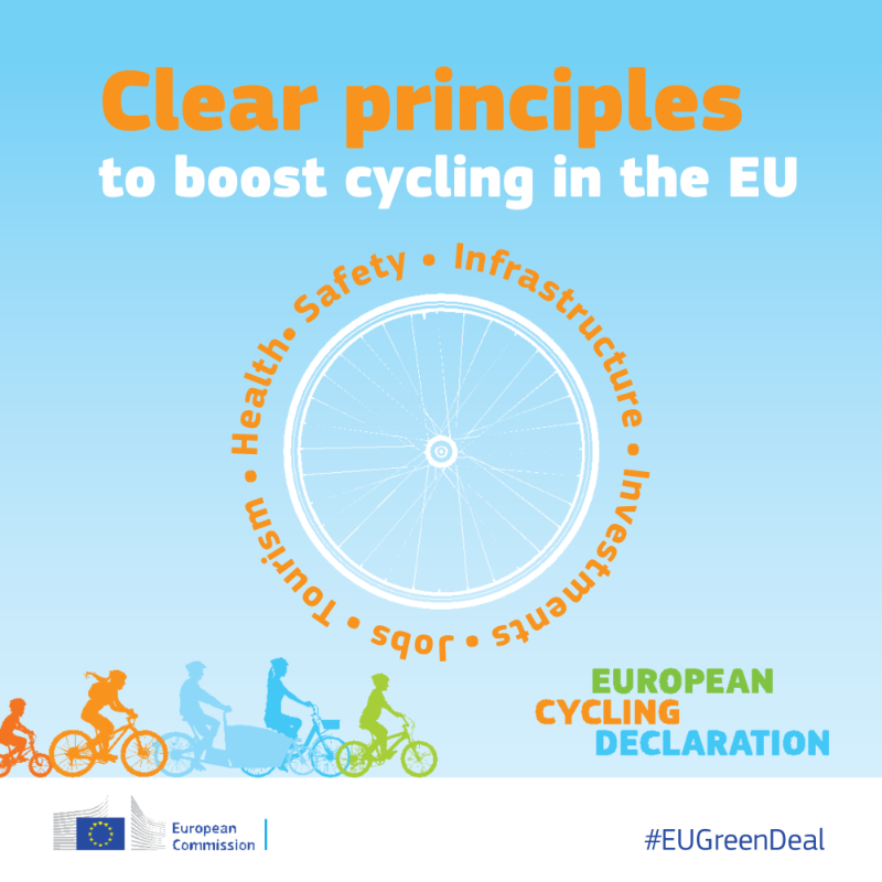 Transport_EU's tweet photo. We need to see more #cyclists on EU roads.

This is why we are proposing a 🚲European Cycling Declaration🚲 that lists clear principles for boosting bike use, including:

🟠Infrastructure &amp; investments
🟠Jobs
🟠Tourism
🟠Safety, and more!

➡️https://t.co/GnzN79jEl8

#EUGreenDeal