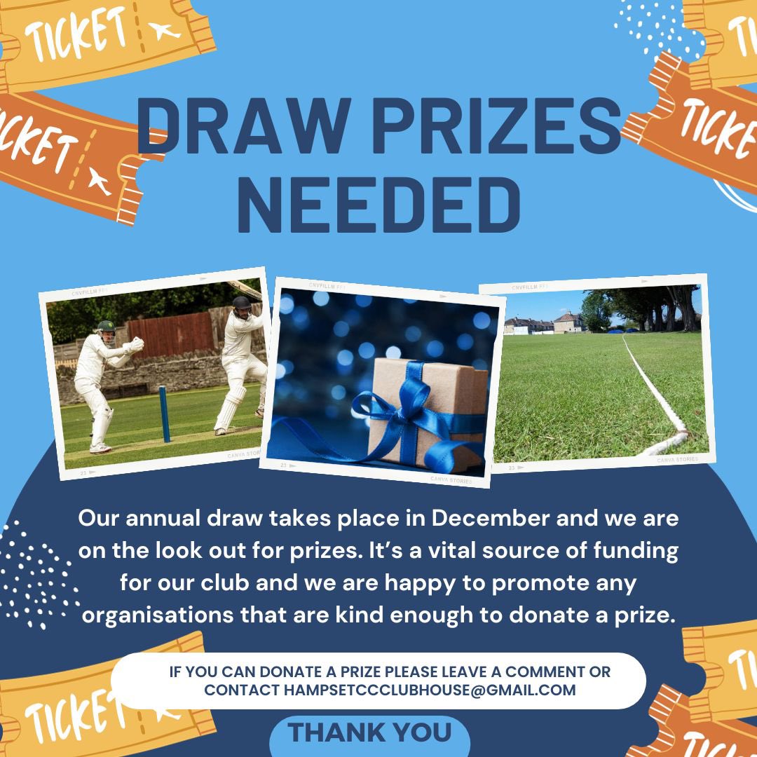 Do you have any unwanted gifts or do you own or know someone who is part of a business who would be willing to donate a voucher or a prize? Please get in touch if you can support Hampset this Christmas in raising vital funds which will benefit everyone who uses the club.