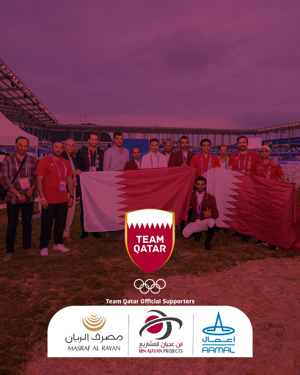 qatar_olympic's tweet photo. فضية للأدعــم 🥈🇶🇦

فرسان الأدعم باسم محمد وراشد المري وفالح العجمي والشيخ خليفة آل ثاني يحققون فضية قفز الحواجز في أسياد هانغتشو.

كفو يا فرسان الأدعم🐎 🇶🇦💪

A New Silver Medal  for Team Qatar 🥈🇶🇦

Team Qatar riders Bassem Mohamed, Rashid Al Marri, Faleh Al Ajmi and Sheikh Khalifa Al Thani win show jumping silver medal at Hangzhou 2022 Asian Games.

#كلنا_الأدعم #WeAreTeamQatar