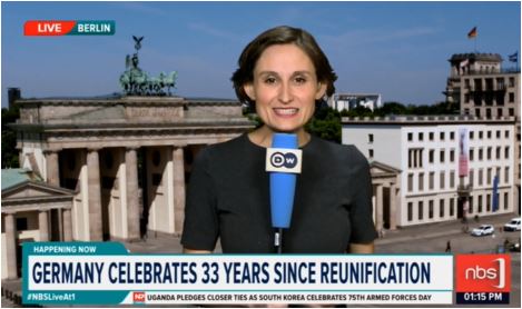 This week, Germany is celebrating 33 years since its reunification. This is to remember the dramatic occurrences that led to the merging of two ideologically opposed systems. @KateKatharina #NBSLiveAt1 #NBSUpdates