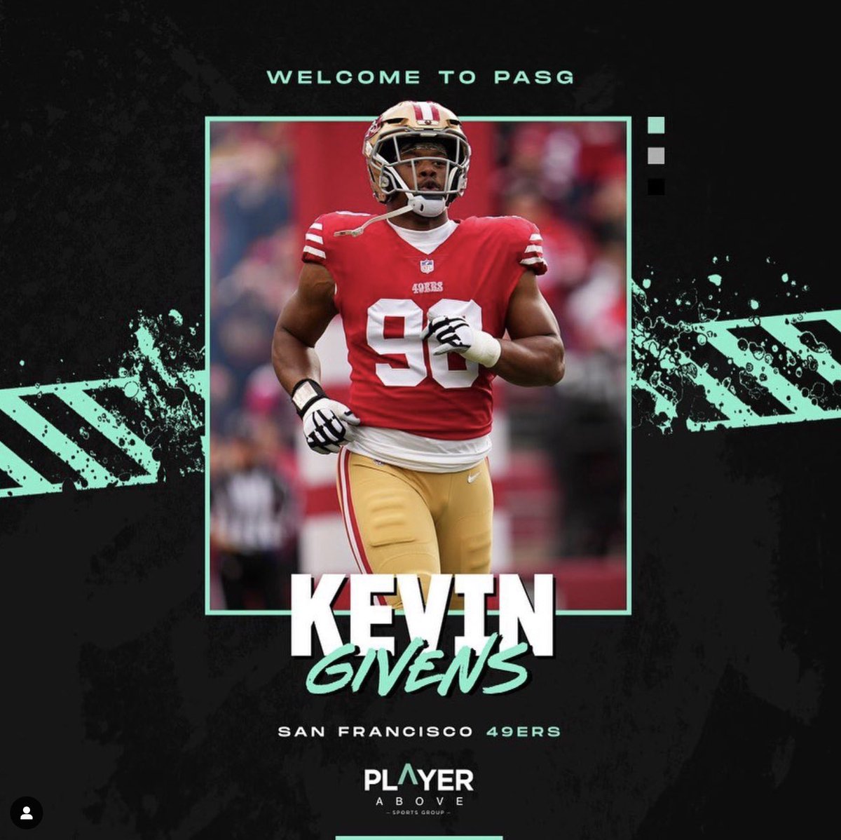 PlayerAboveSG's tweet photo. Welcome to the family Kevin Givens!

#pasg #nfl #playerabovesportsgroup https://t.co/MbZKrpqTn9