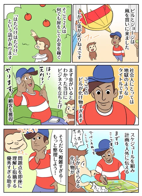 【おさるのジョージあらすじ漫画】ビルの商才、腰抜かす