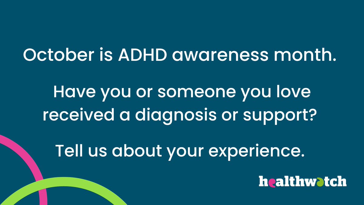 October is Attention Deficit Hyperactivity Disorder (ADHD) awareness month. If you or someone you love has received support for this, or are currently trying to navigate the system to get a diagnosis, then we want to hear from you. - bit.ly/2t8K2IJ #ADHD #ADHDawareness