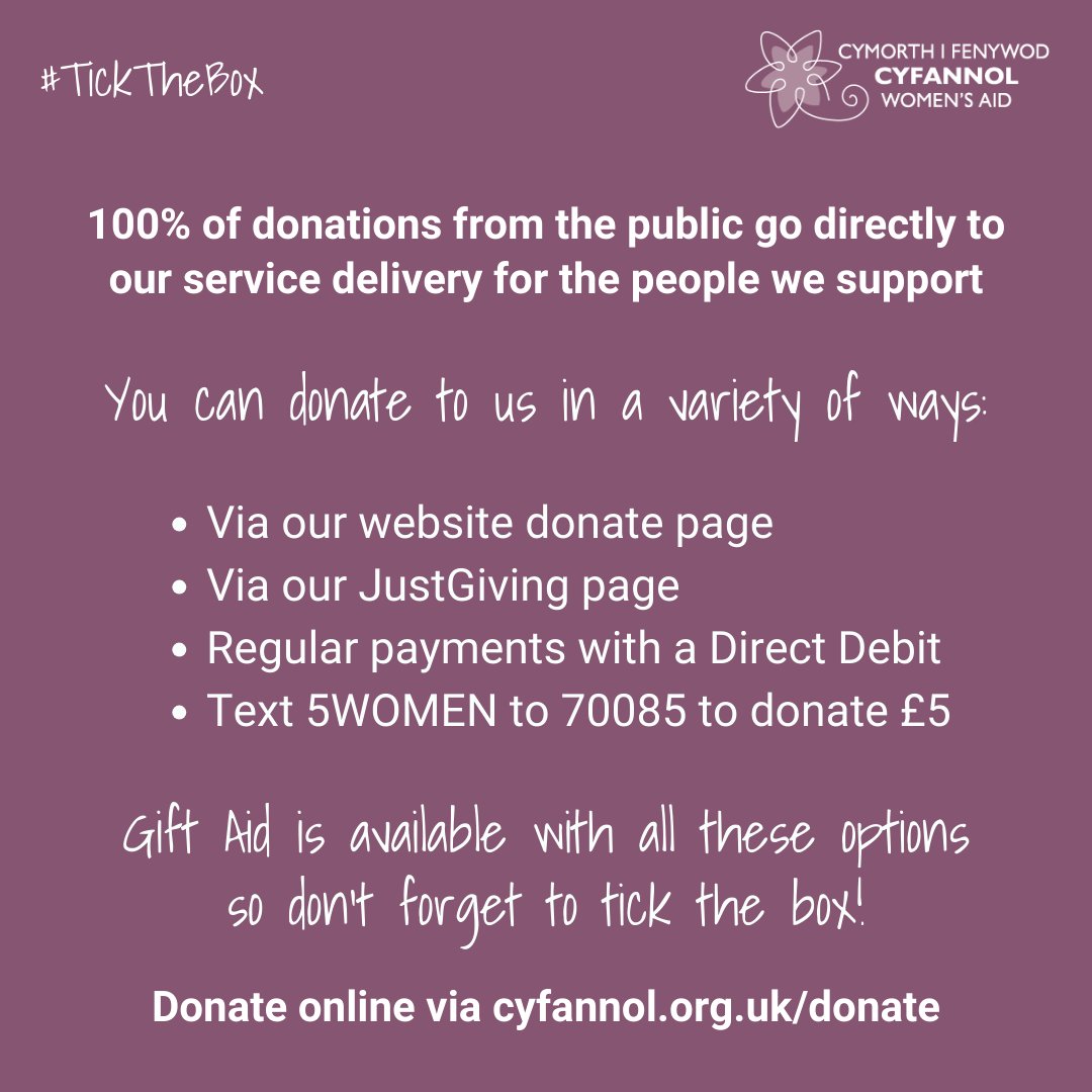 Double your impact with Gift Aid 🤝

When you donate to Cyfannol, you can give even more by using Gift Aid. Just fill out the form and watch your contribution go even further.

Be a part of the change and claim Gift Aid on your next donation all you need to do is #tickthebox.
