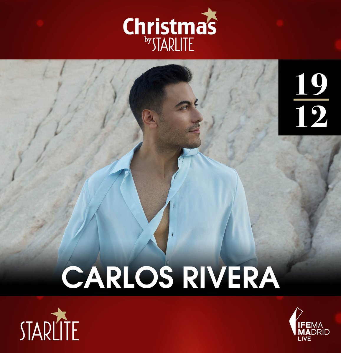 😍 <a href="/_CarlosRivera/">Carlos Rivera</a> , la estrella mexicana que conquista todos los corazones, actuará el próximo en en #ChirstmasbySTARLITE EN <a href="/IFEMA/">IFEMA MADRID</a>  😍 

🗓️ 19 de diciembre – 21:30

🎟️ ¡ENTRADAS YA A LA VENTA EN NUESTRA WEB! (link en la bio)

#muchomasqueunfestival