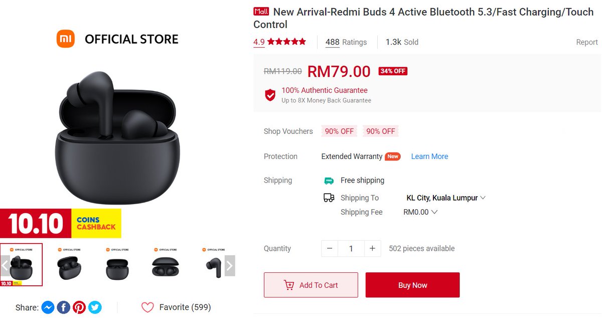 FUZZracun's tweet photo. Redmi Buds 4 Active kini ditawarkan pada harga RM79 sahaja.  

Apa yang best? 
✅12mm Dynamic Drive 
✅IPX4 water resistance 
✅Touch Control 
✅ Active Noise Cancellation  

Antara TWS yang berbaloi untuk kegunaan harian. 

Beli di sini : https://t.co/0P3n1GS8cB https://t.co/5bDdM1RgEY