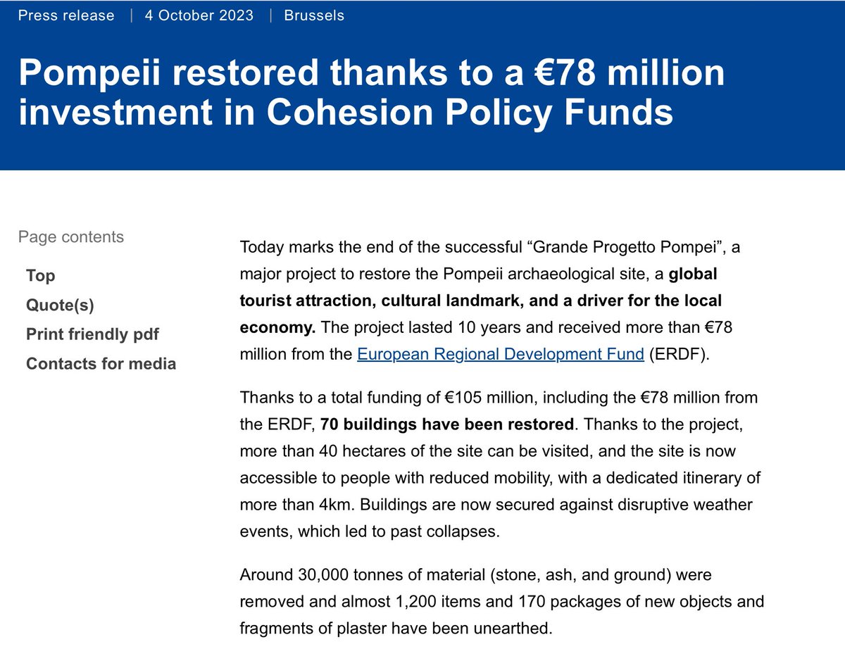 What did the Romans ever do for us… What did the EU ever do for the Romans… What did the EU ever do for you…? All these questions neatly answered with one @EUinmyRegion press release ec.europa.eu/commission/pre… #Pompeii