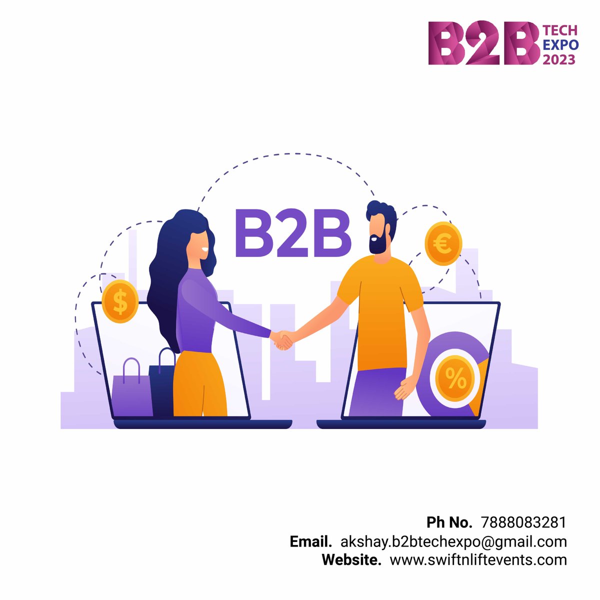 Pune 2023 B2B Tech Expo Paves the Path to Tomorrow's Tech Solutions.
08 | 09 | 11 | 12 December- 2023
Venue: New Agriculture College Ground, Shivaji Nagar, Pune 
swiftnliftevents.com/b2b-tech-expo/
#Pune2023 #B2BTechExpo #TechSolutions2023 #TomorrowTech #PuneTechExpo #B2BExpo #TechDemo