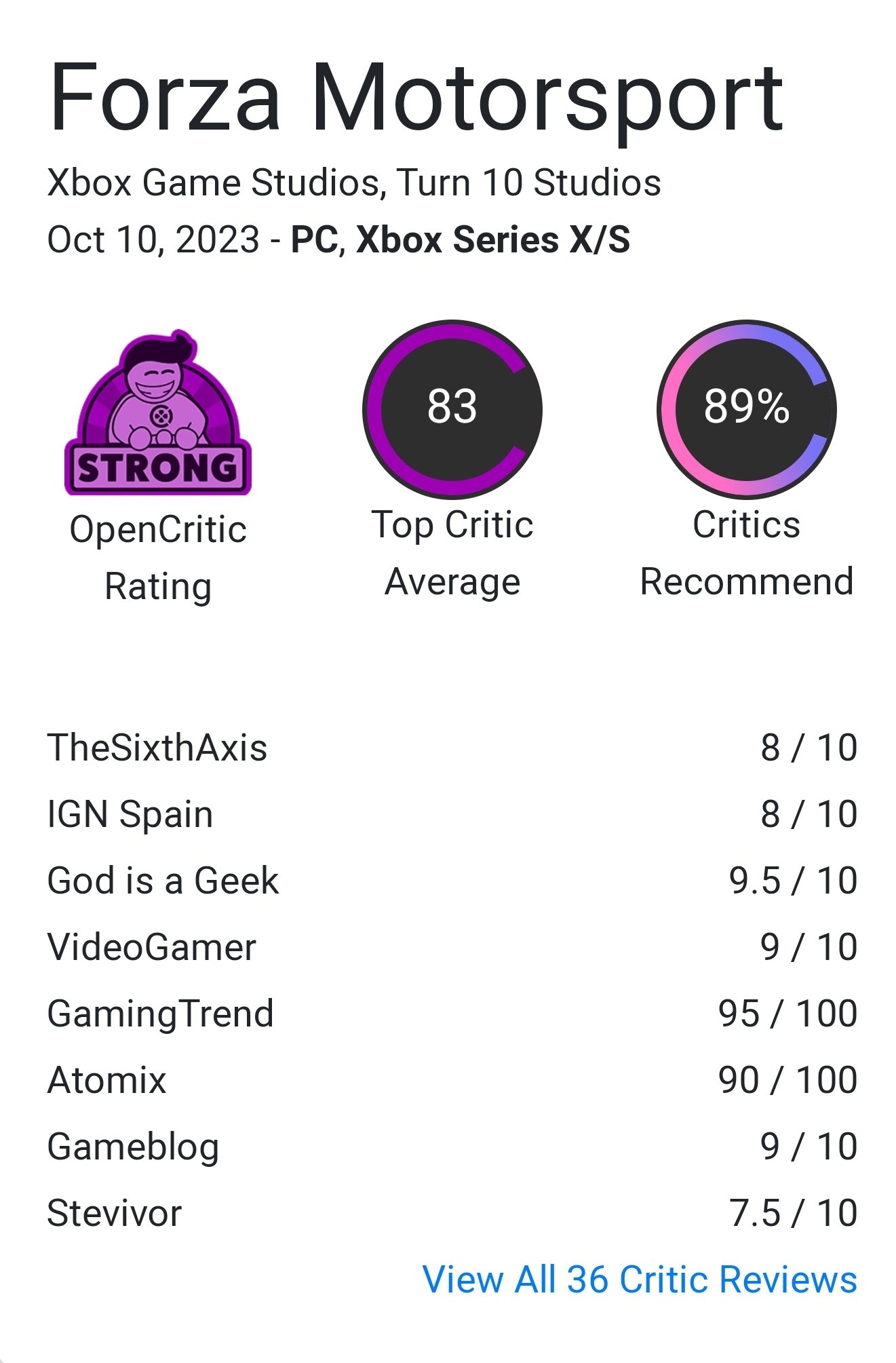 Forza Motorsport 5 - Metacritic