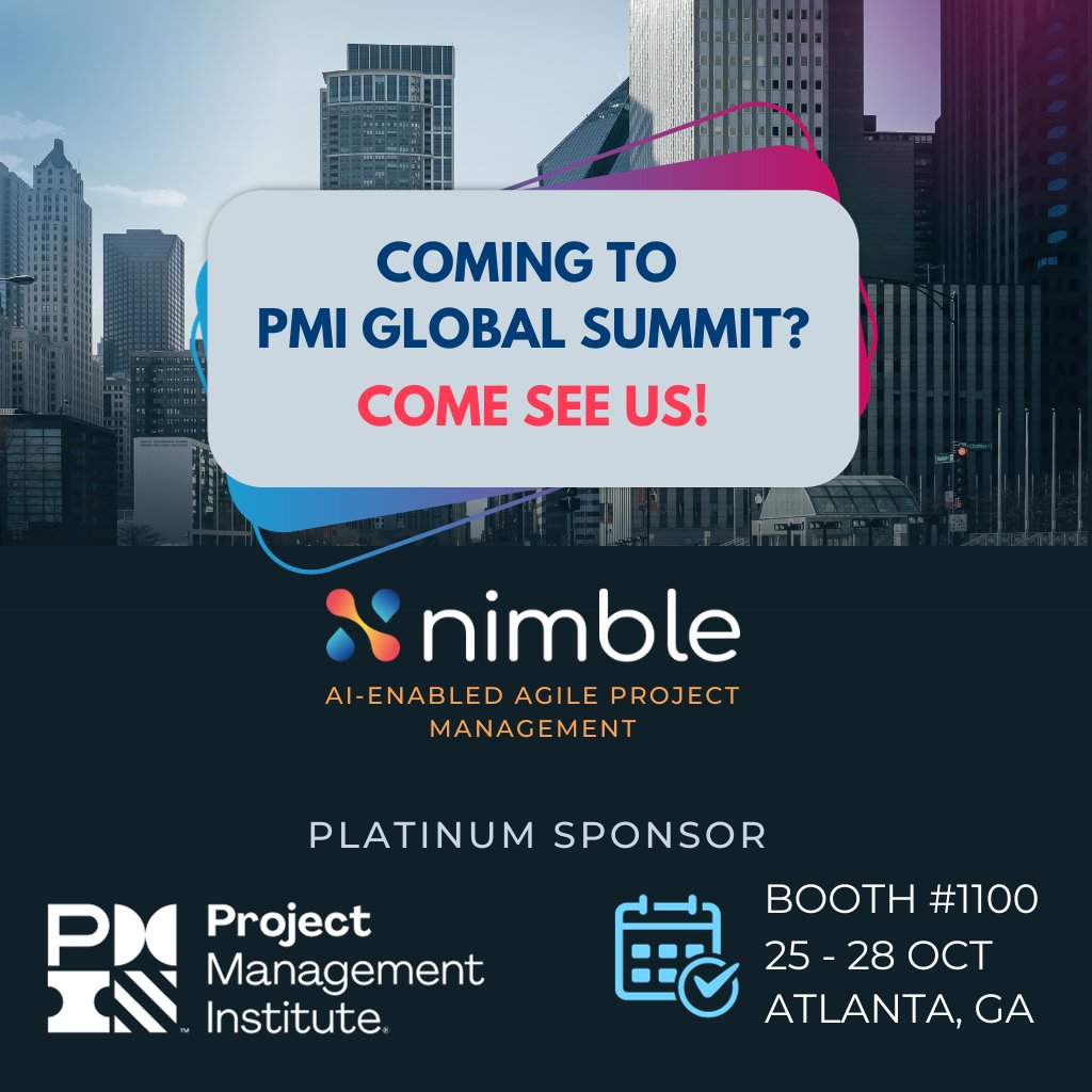 nimbleworkinc's tweet photo. Weโre thrilled to be participating in #PMIGlobalSummit 2023, happening from 25-28 October in Atlanta, GA! Visit us at booth #1100. We're excited to share how #Nimble can empower your projects.Learn more at: https://t.co/VeX4lRIZ29
#ProjectManagement #HumanizeWork #WorkManagement https://t.co/iLb8pspOYc
