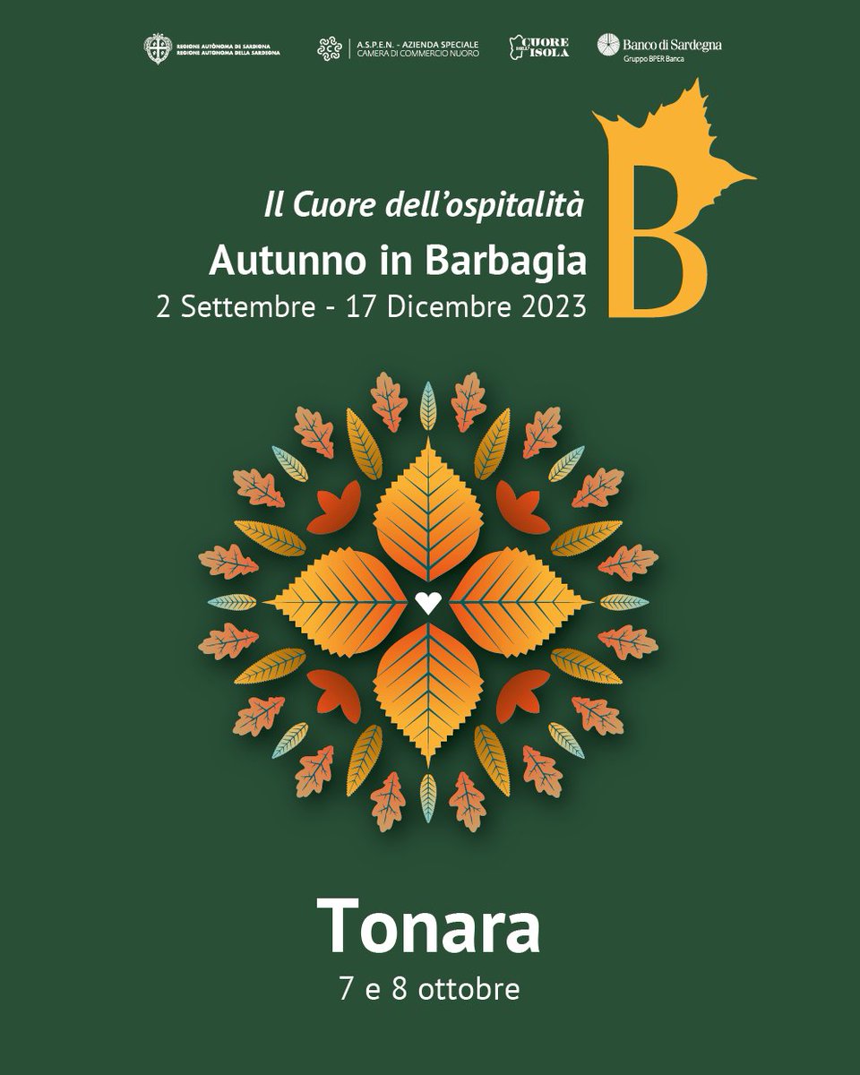 AutunnoBarbagia's tweet photo. Questo weekend a #Tonara assisteremo alla lavorazione di prodotti enogastronomici ed artigianali, dal torrone ai campanacci, o partecipare alle esibizioni come la serenata tradizionale e la cerimonia nuziale “Sa Coia Antiga”.
Scorri il programma: https://t.co/cvasvRqUwa https://t.co/aSUgvynZlg