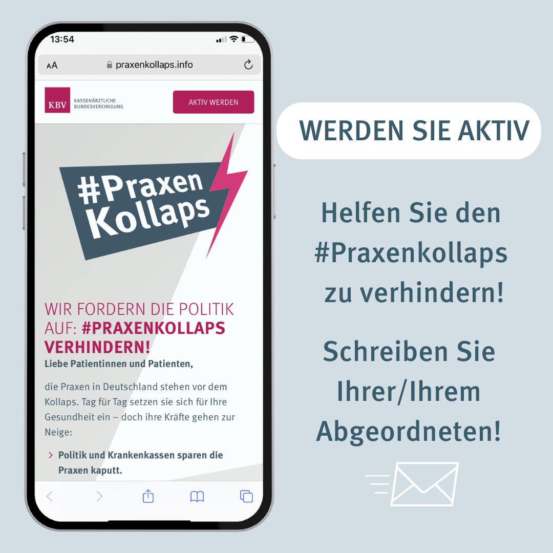 #PraxenKollaps verhindern - damit die zukünftige Patientenversorgung sicher ist.
Jetzt mitmachen unter: praxenkollaps.info