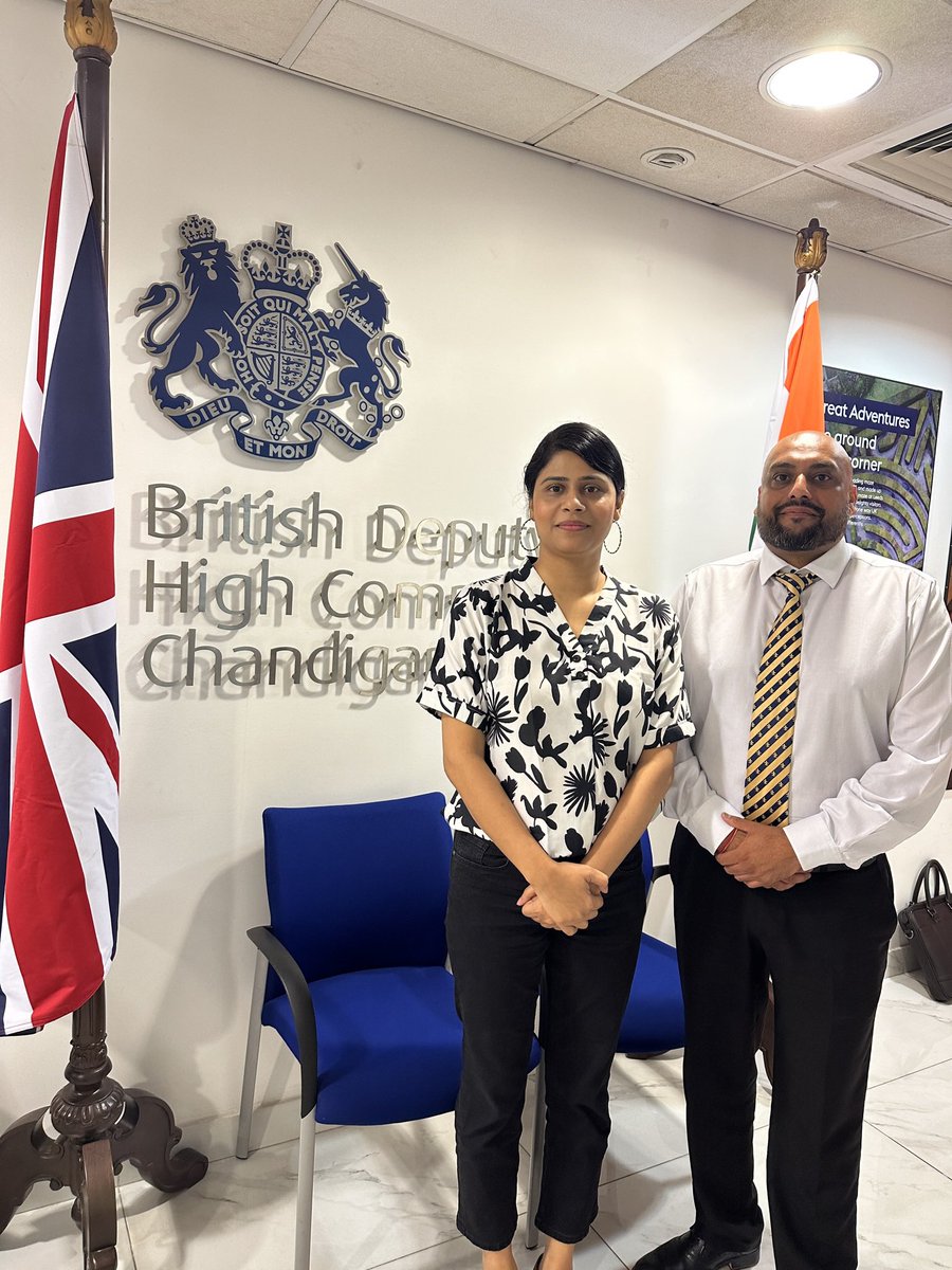 Recently we had the pleasure of meeting <a href="/DivakaranDivya/">Divya Divakaran</a> at <a href="/UKinIndia/">UK in India🇬🇧🇮🇳</a> &amp; #MadhuMishra at <a href="/UKinChandigarh/">UK in Chandigarh 🇬🇧🇮🇳</a>. 

We are pleased &amp; grateful for thier continued guidance and facilitation to #Indian partners to help strengthen 🇬🇧🤝 🇮🇳 #educational, #sports, #cultural #trade &amp; #ties.