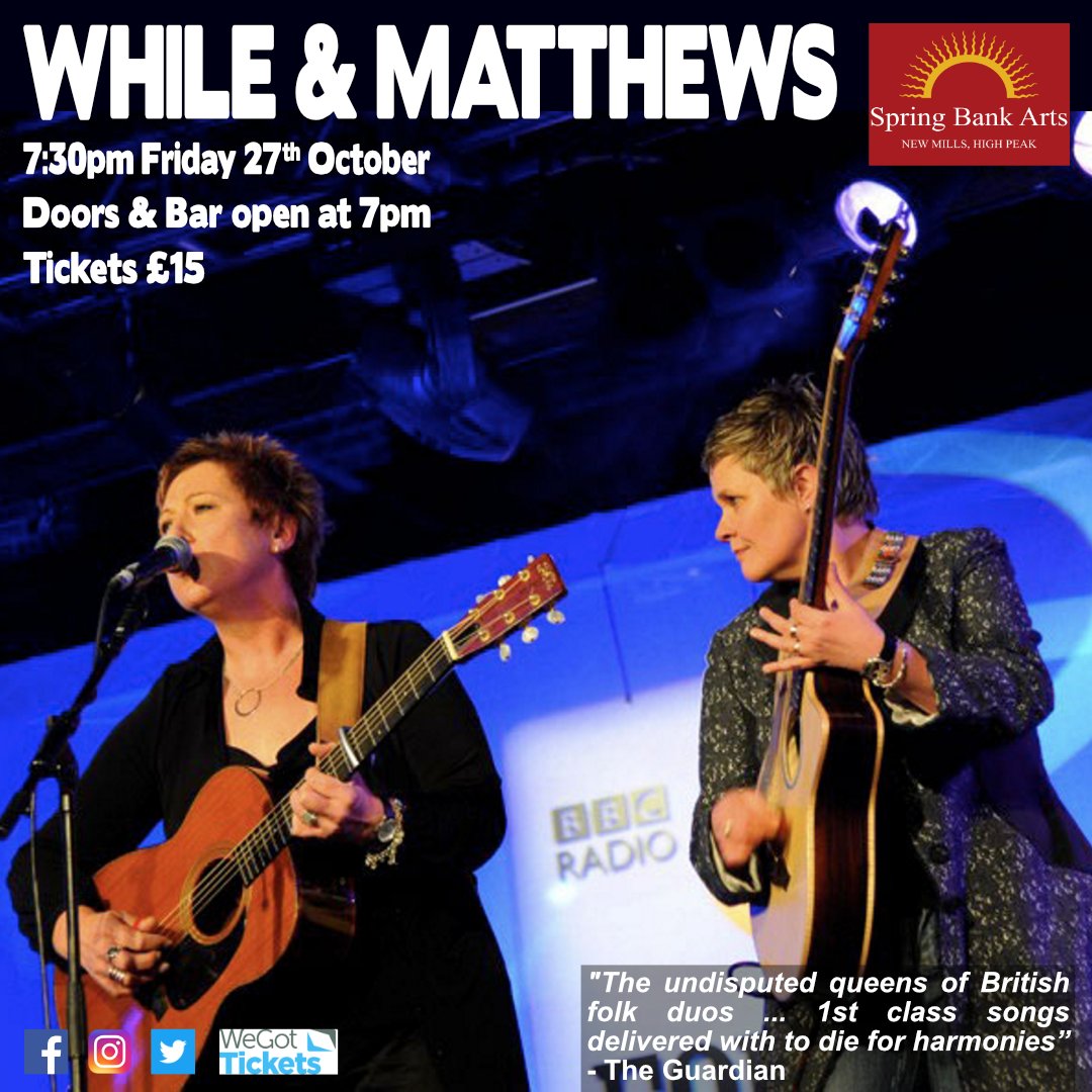 SpringBankArts's tweet photo. More than 25 years of unrivalled musical partnership, gathering numerous nominations, awards & critical acclaim along the way, much beloved British singer-songwriters Chris While & Julie Matthews come New Mills. #springbankarts #visitnewmills #events #folkmusic #whileandmatthews https://t.co/Xeo1V2Ycy2