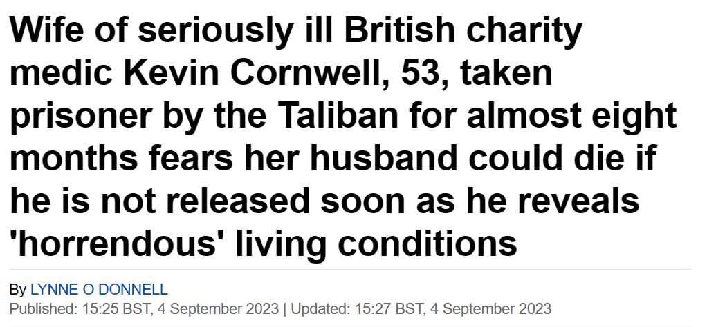 Lordmiles's tweet photo. Truth is that the two other British men in Taliban prison are life threateningly ill, Kevin will need dialysis for the rest of his life. If one of his already struggling kidney fails, he dies. The British government are doing nothing to help these men.
https://t.co/3ykSiryADe https://t.co/PqRPea7D00