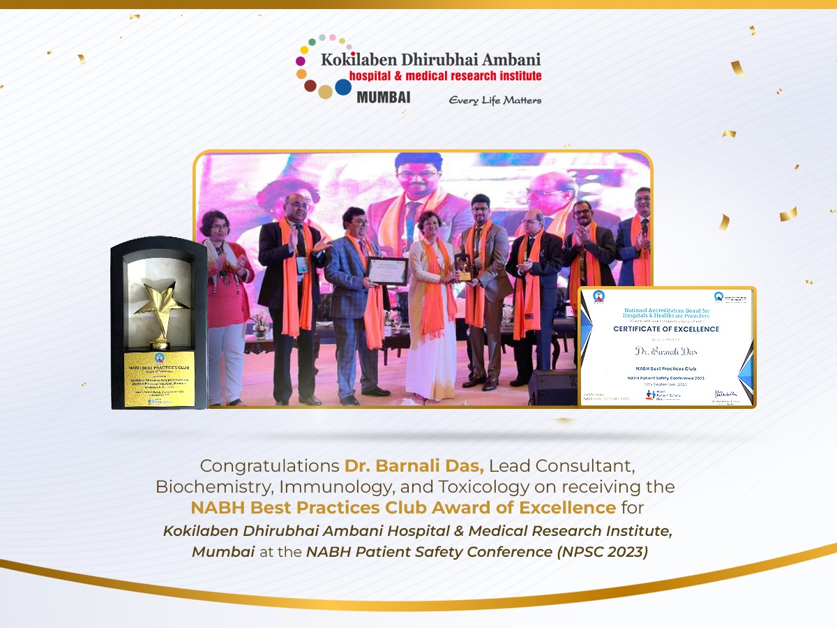 KDAHMumbai's tweet photo. Congratulations to Dr. Barnali Das for your outstanding achievement in receiving the NABH Best Practices Club Award of Excellence for @KDAHMumbai at the @NABH_QCI Patient Safety Conference (NPSC 2023). This recognition is a testament to your dedication and contributions to the fields of biochemistry, immunology, and toxicology. #NABHAwardWinner @NABL_QCI @QualityCouncil