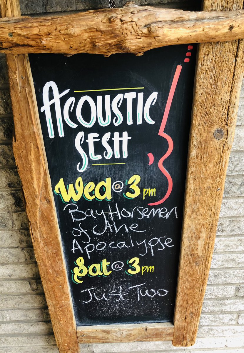 Wednesday it is then!
Live music returns to the Acoustic Sesh with the excellent Bay Horsemen of the Apocalypse 3-4pm!
Soups are plentiful, carrot &amp; coriander, tomato &amp; basil/orange/chili, vegan &amp; gluten free too! 😋 #midweekmatters #soup #vegan #glutenfree #livemusic #mojosroxx